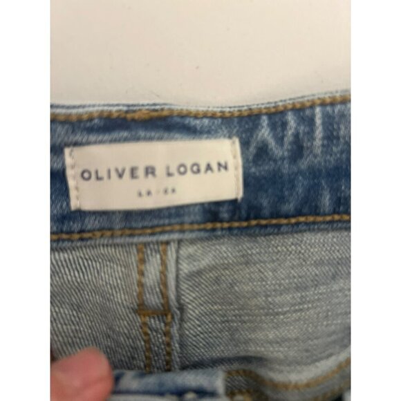 Oliver Logan Sz 34 Light Wash Frayed Hem Wide Leg Jeans Boho - Picture 9 of 11